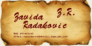Zavida Radaković vizit kartica